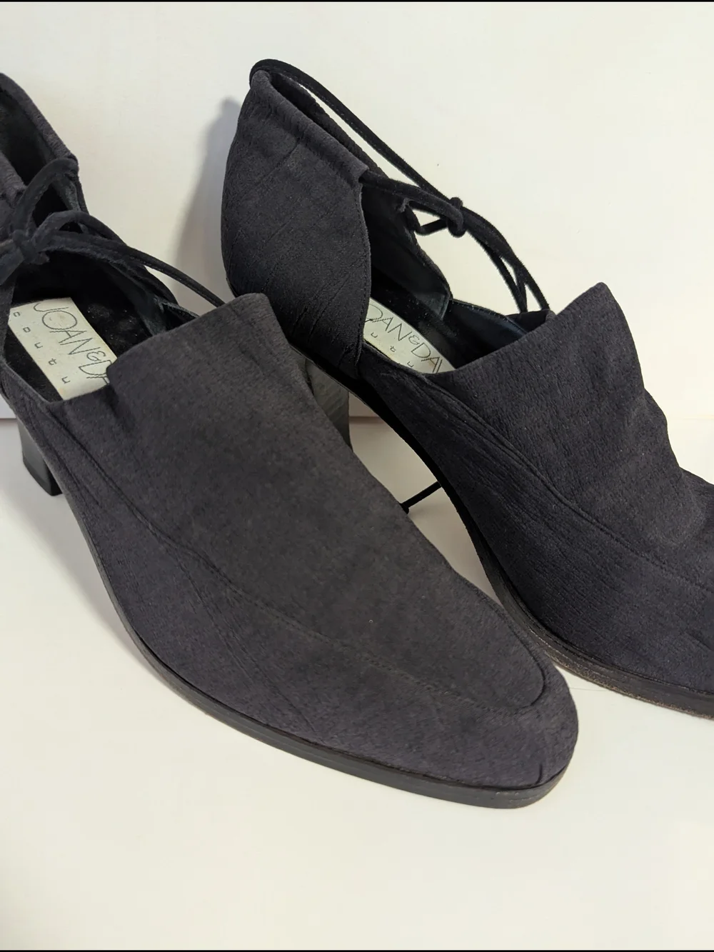 Joan & David Black Lace-Up Block Heel Pumps